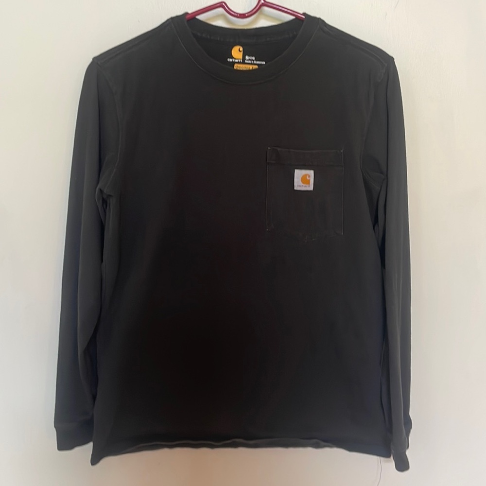CARHARTT SOLID BLACK LONG SLEEVE TEE SHIRT WITH POCKET